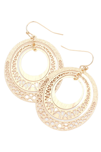 Triple Open Metal Oval Link Dangle Earrings