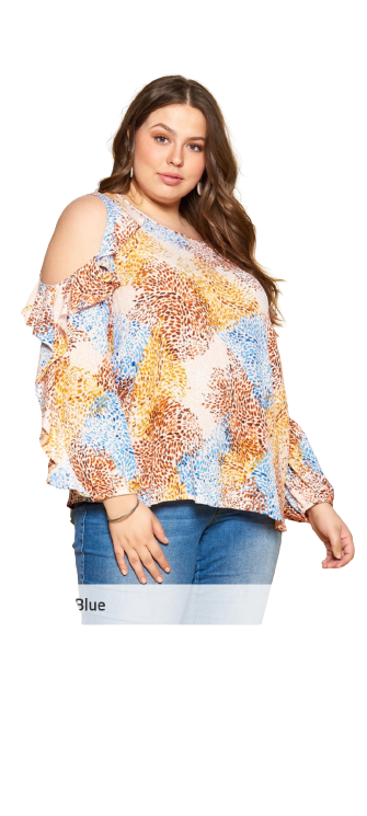 Multi-Colur Printed Cold Shoulder Blouse