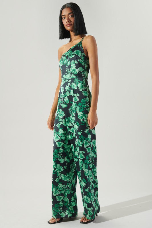 Botanica One Shoulder Le Disko Satin Jumpsuit