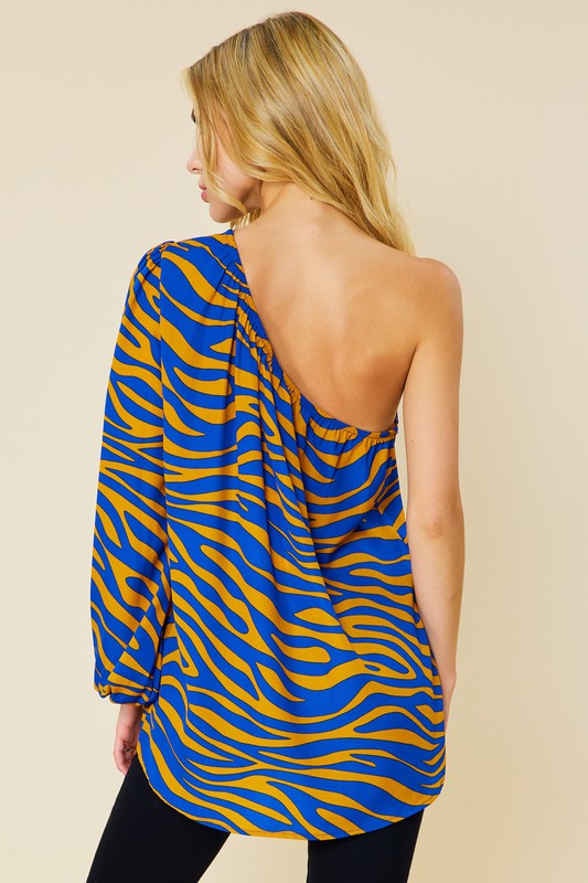 ONE SHOULDER ZEBRA TOP