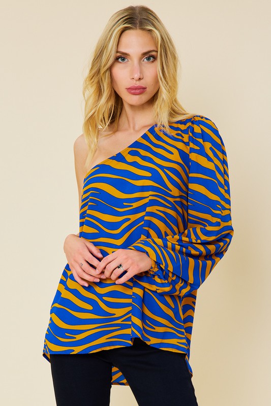 ONE SHOULDER ZEBRA TOP