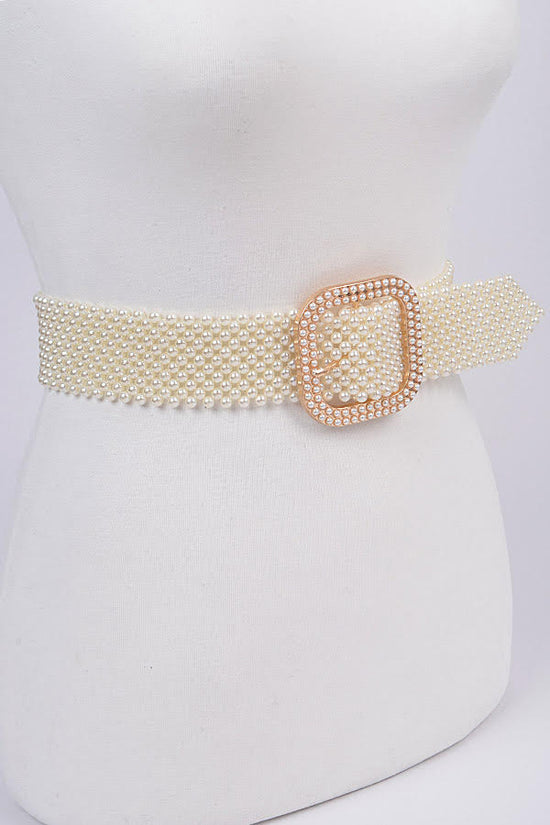 Square Buckle Pearl Beaded Iconic Belt