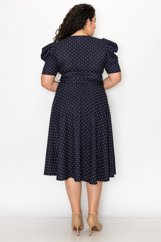 Polkadot creap plus size wrap dress