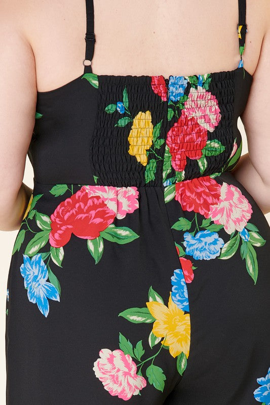 Plus: Cheyenne Floral Wide Leg Jumpsuit Curve