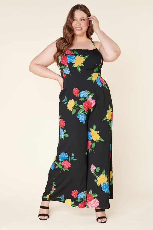 Plus: Cheyenne Floral Wide Leg Jumpsuit Curve