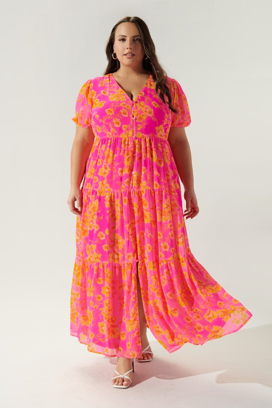 Plus: Hot Rod Floral Monaco Tiered Maxi Dress