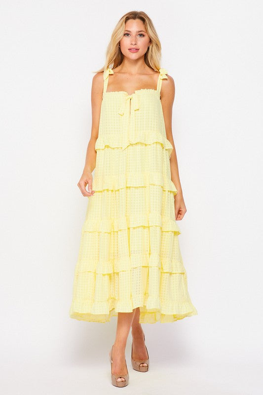 Brunch: Women's  Woven Sleeveless Ruffle Layered Dress